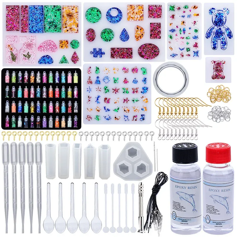 Kit démarrage moules résine silicone pour bijoux porte-clés