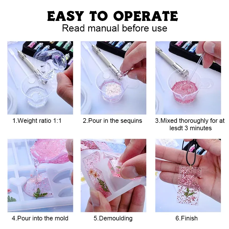 Kit démarrage moules résine silicone pour bijoux porte-clés
