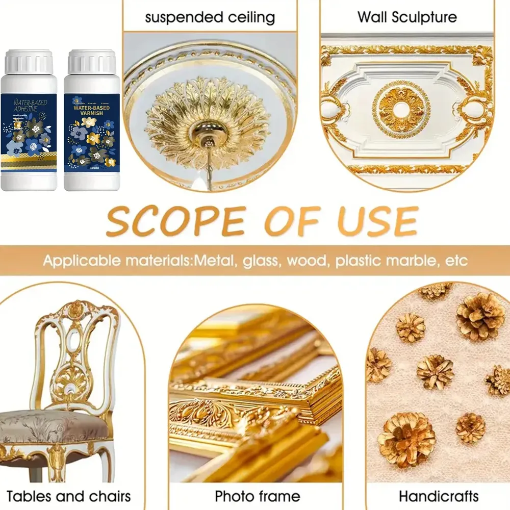 Kit dorure 100 ml à 200 ml résine époxy pour feuille d'or et bijoux