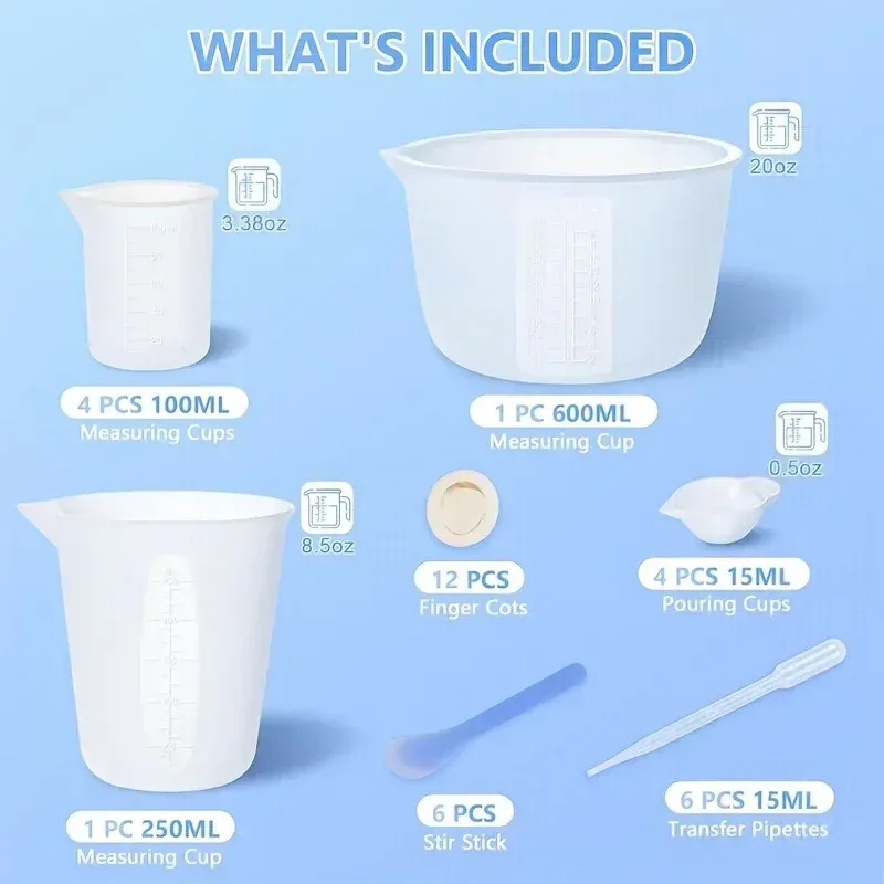 Kit mélange résine silicone 34 pièces 100 à 600 ml