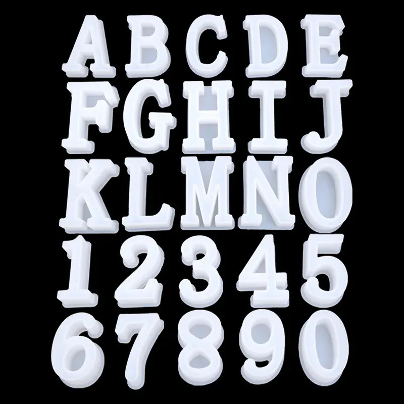 Kit moules silicone lettres et chiffres pour porte-clés DIY