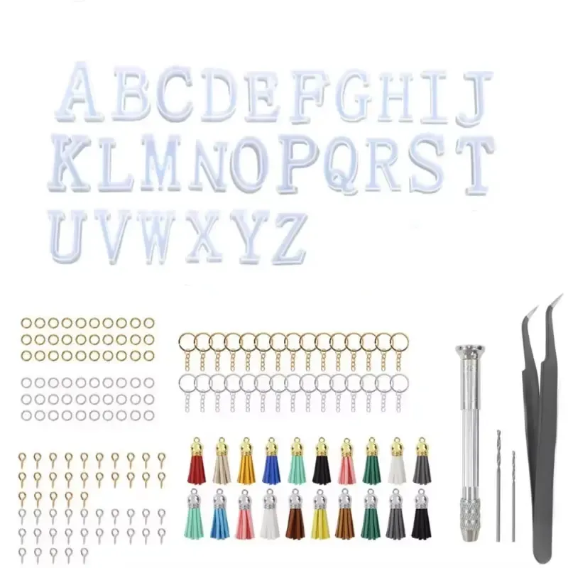 Kit moules silicone lettres et chiffres pour porte-clés DIY