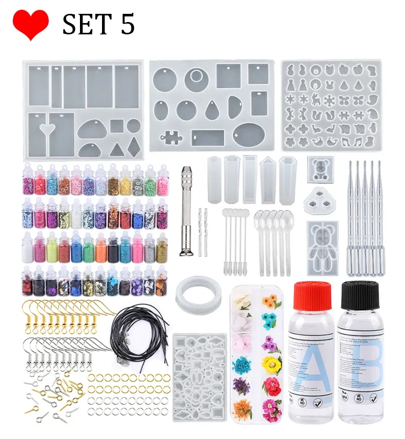 Kit moules silicone résine pour boucles d'oreilles porte-clés