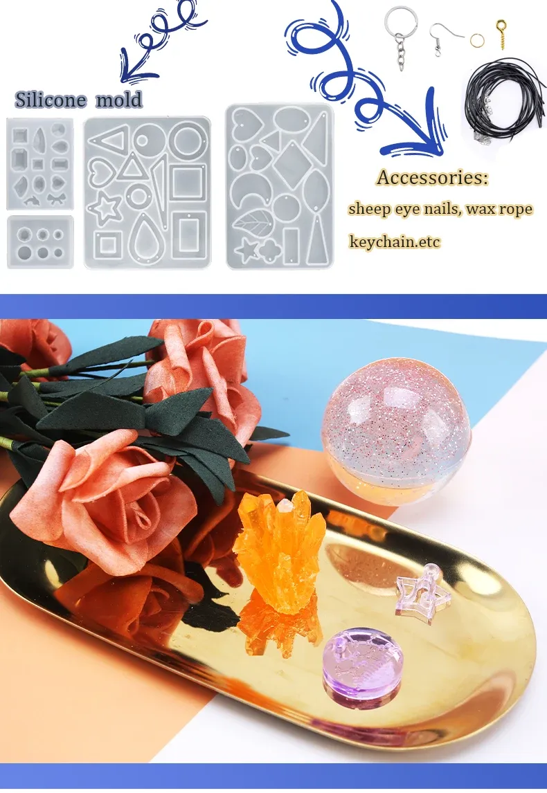 Kit moules silicone résine pour boucles d'oreilles porte-clés