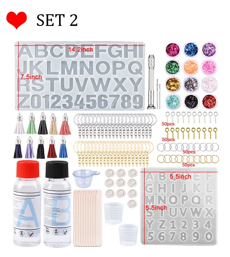 Kit moules silicone résine pour boucles d'oreilles porte-clés