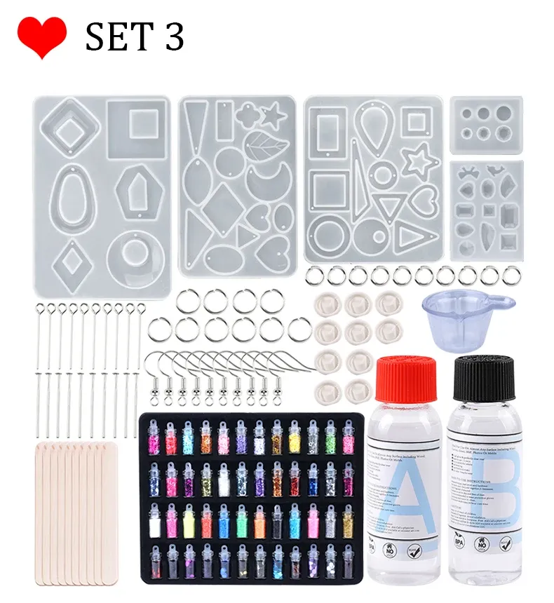 Kit moules silicone résine pour boucles d'oreilles porte-clés