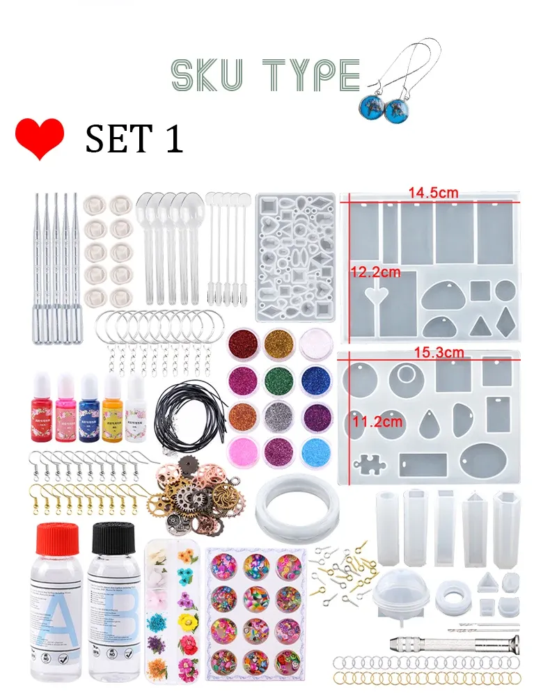 Kit moules silicone résine pour boucles d'oreilles porte-clés