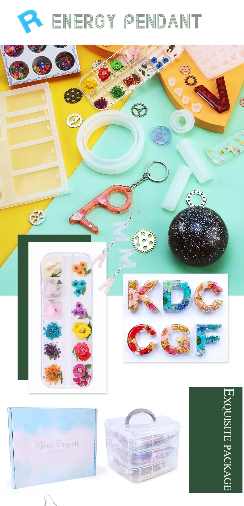 Kit moules silicone résine pour boucles d'oreilles porte-clés