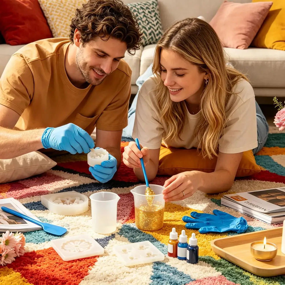 Kit outils mesure résine silicone avec pipettes et gants