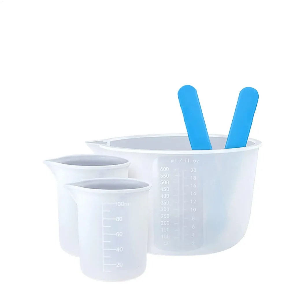 Kit outils mesure résine silicone avec pipettes et gants