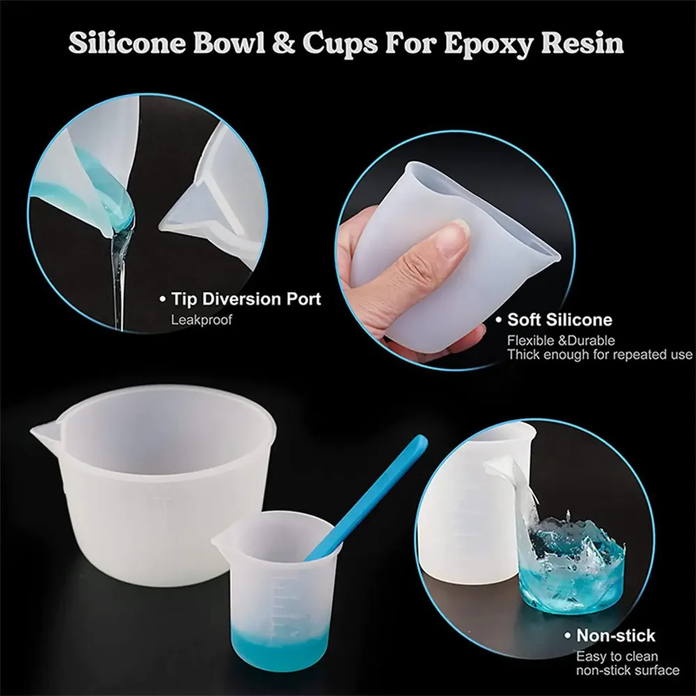 Kit outils mesure résine silicone avec pipettes et gants