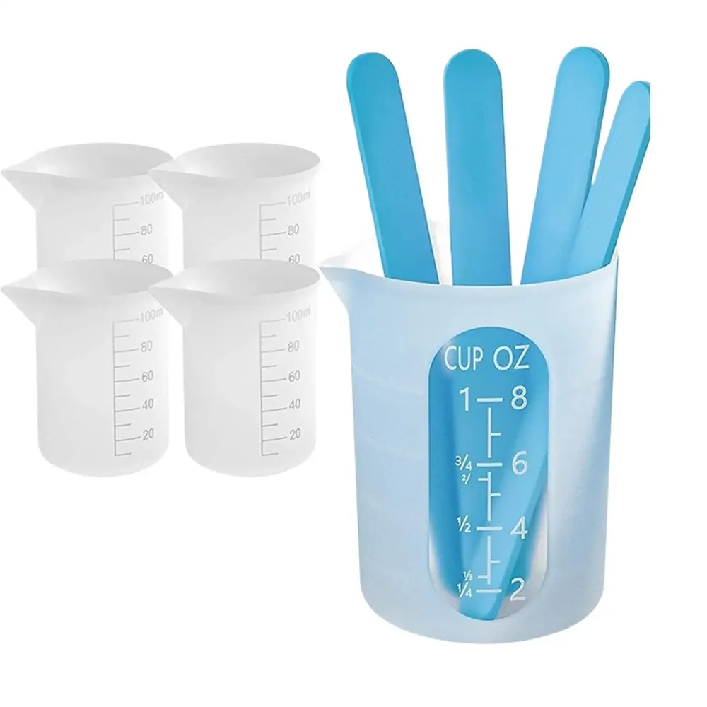 Kit outils mesure résine silicone avec pipettes et gants