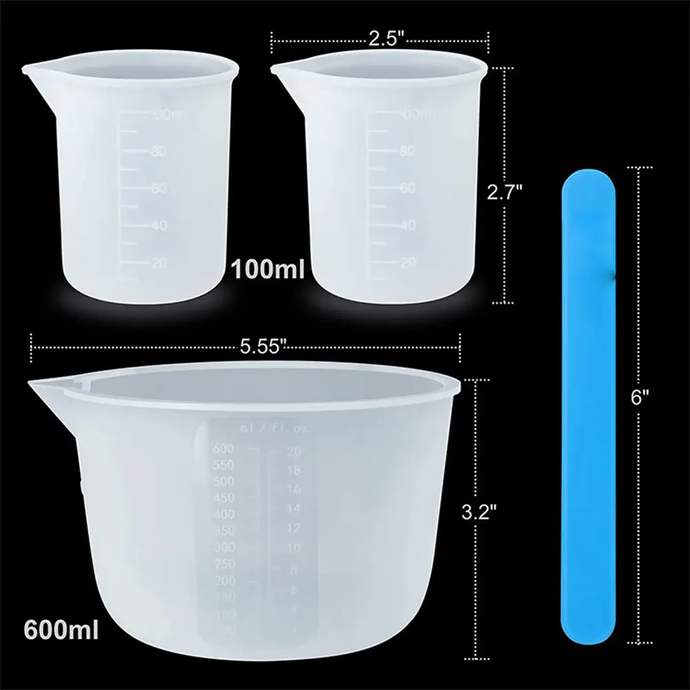 Kit outils mesure résine silicone avec pipettes et gants