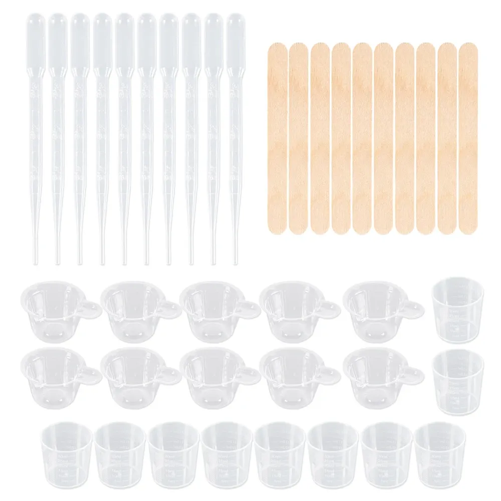 Kit outils moulage résine 10 tasses 10 compte-gouttes bois
