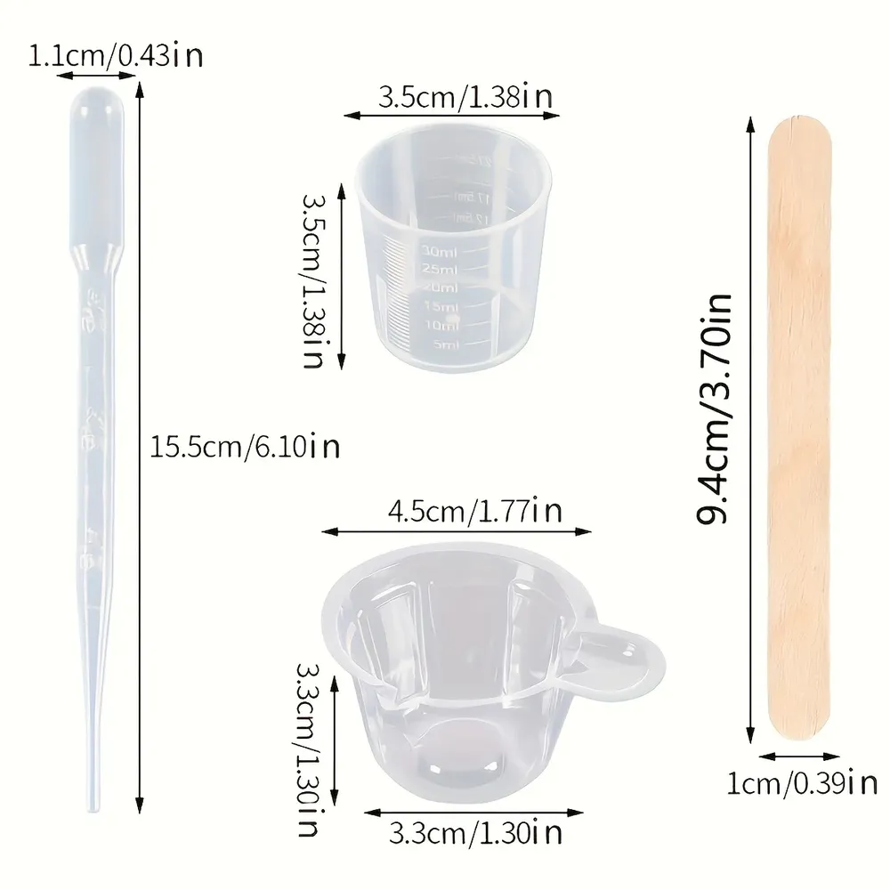 Kit outils moulage résine 10 tasses 10 compte-gouttes bois