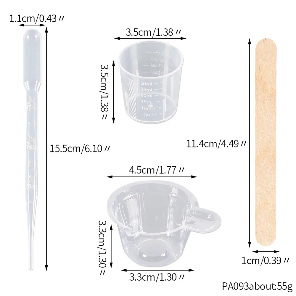 Kit outils moulage résine 10 tasses 10 compte-gouttes bois