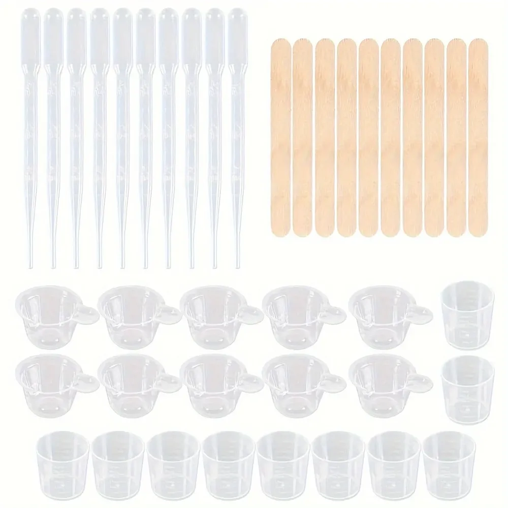 Kit outils moulage résine 10 tasses 10 compte-gouttes bois