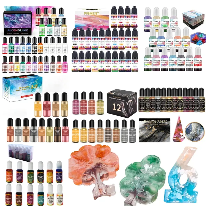 Kit pigments résine alcool diffusion 12 à 30 couleurs