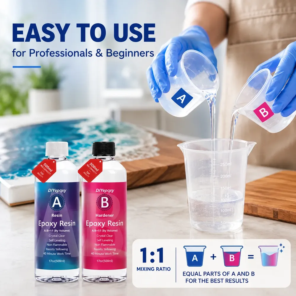 Kit résine époxy 1:1 250 à 1000 ml sans bulles