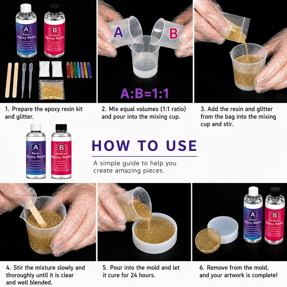 Kit résine époxy 1:1 250 à 1000 ml sans bulles