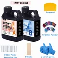 Kit résine époxy 1:1 transparente anti-jaunissement – Couleur 250 250ml set