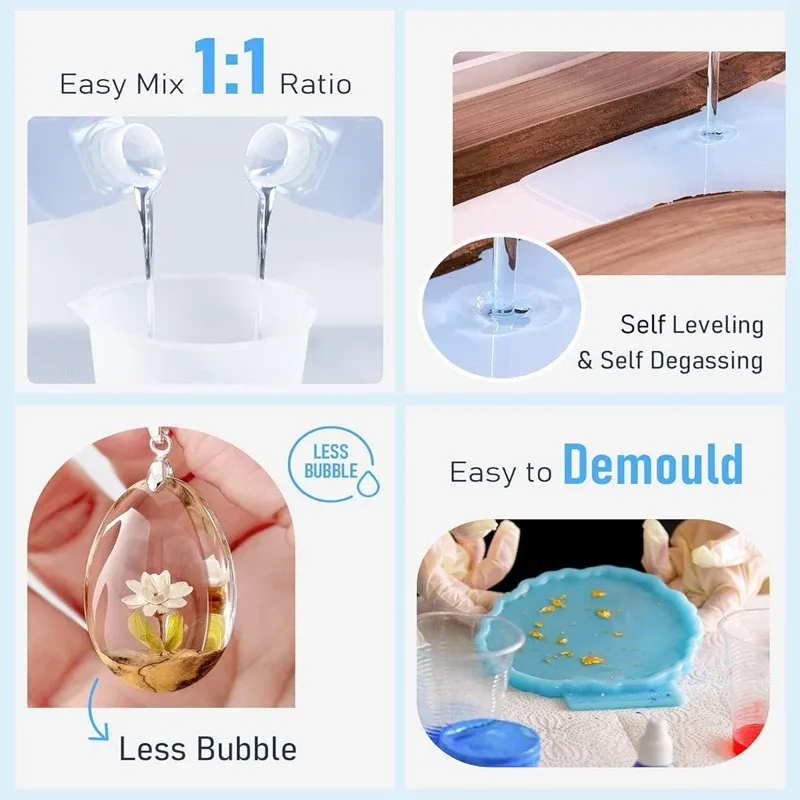 Kit résine époxy 1:1 transparente anti-jaunissement