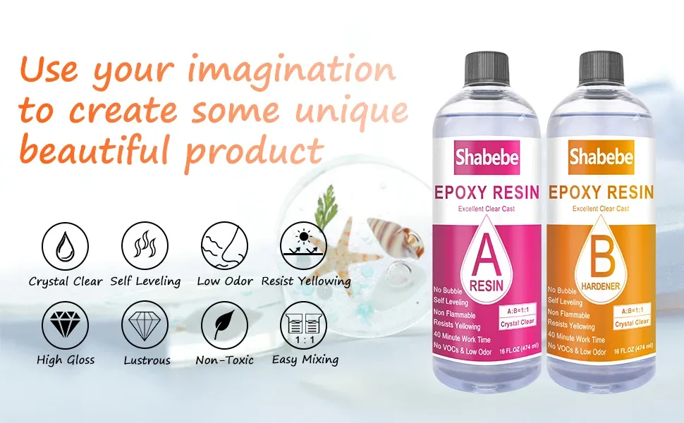 Kit résine époxy cristalline 7oz, mélange facile 1:1 pour bijoux