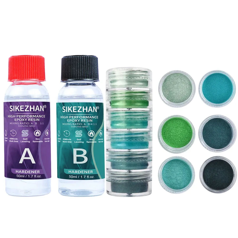 Kit résine époxy et 6 pigments pour bijoux et ongles