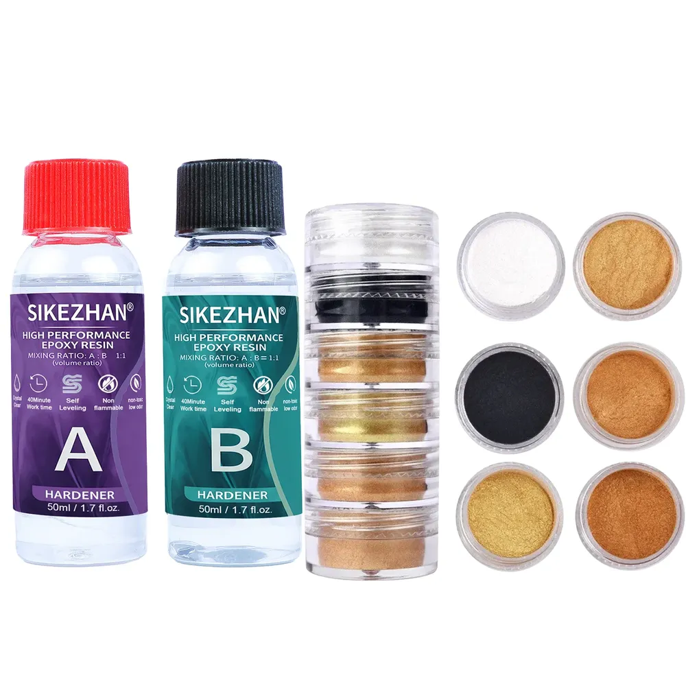 Kit résine époxy et 6 pigments pour bijoux et ongles