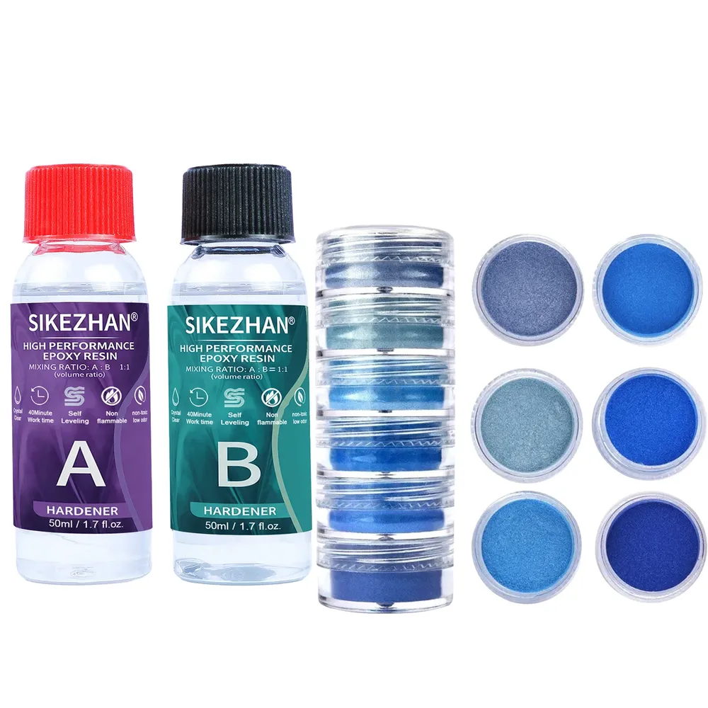Kit résine époxy et 6 pigments pour bijoux et ongles
