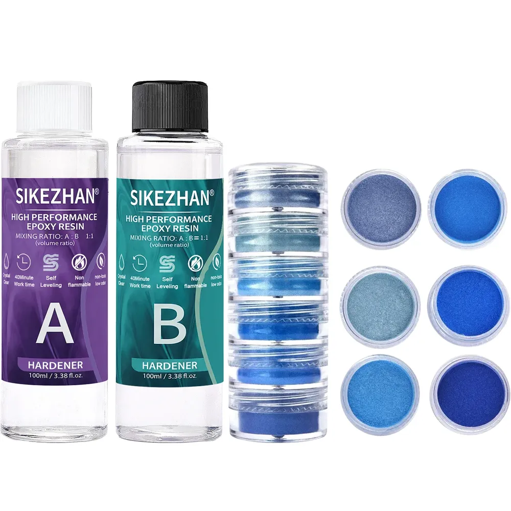 Kit résine époxy et 6 pigments pour bijoux et ongles
