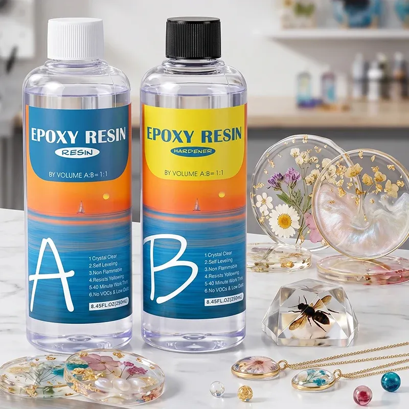 Kit résine époxy transparente 1:1 50 à 150 ml pour artisanat