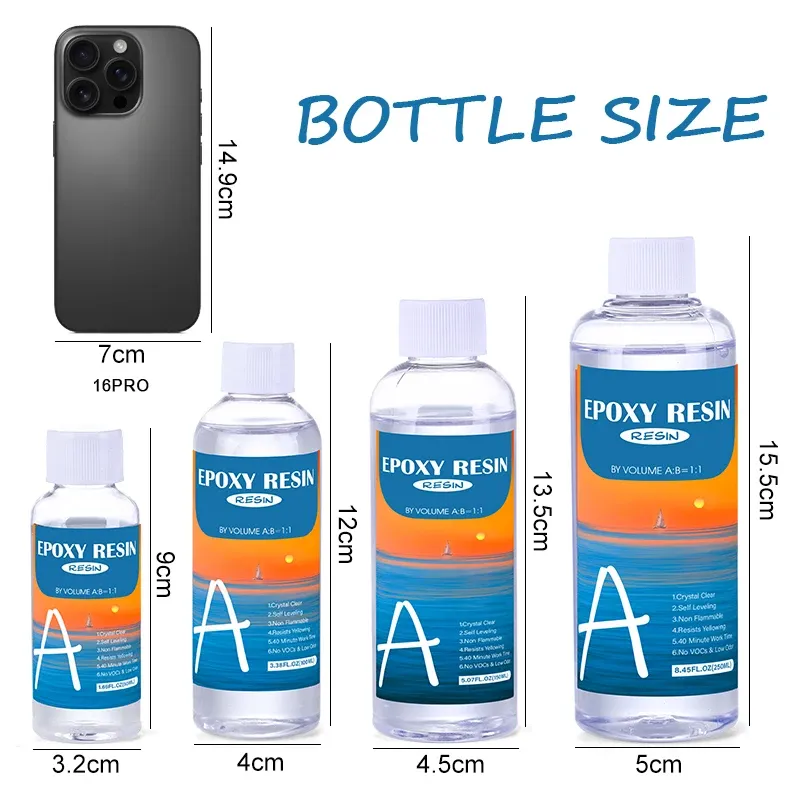 Kit résine époxy transparente 1:1 50 à 150 ml pour artisanat