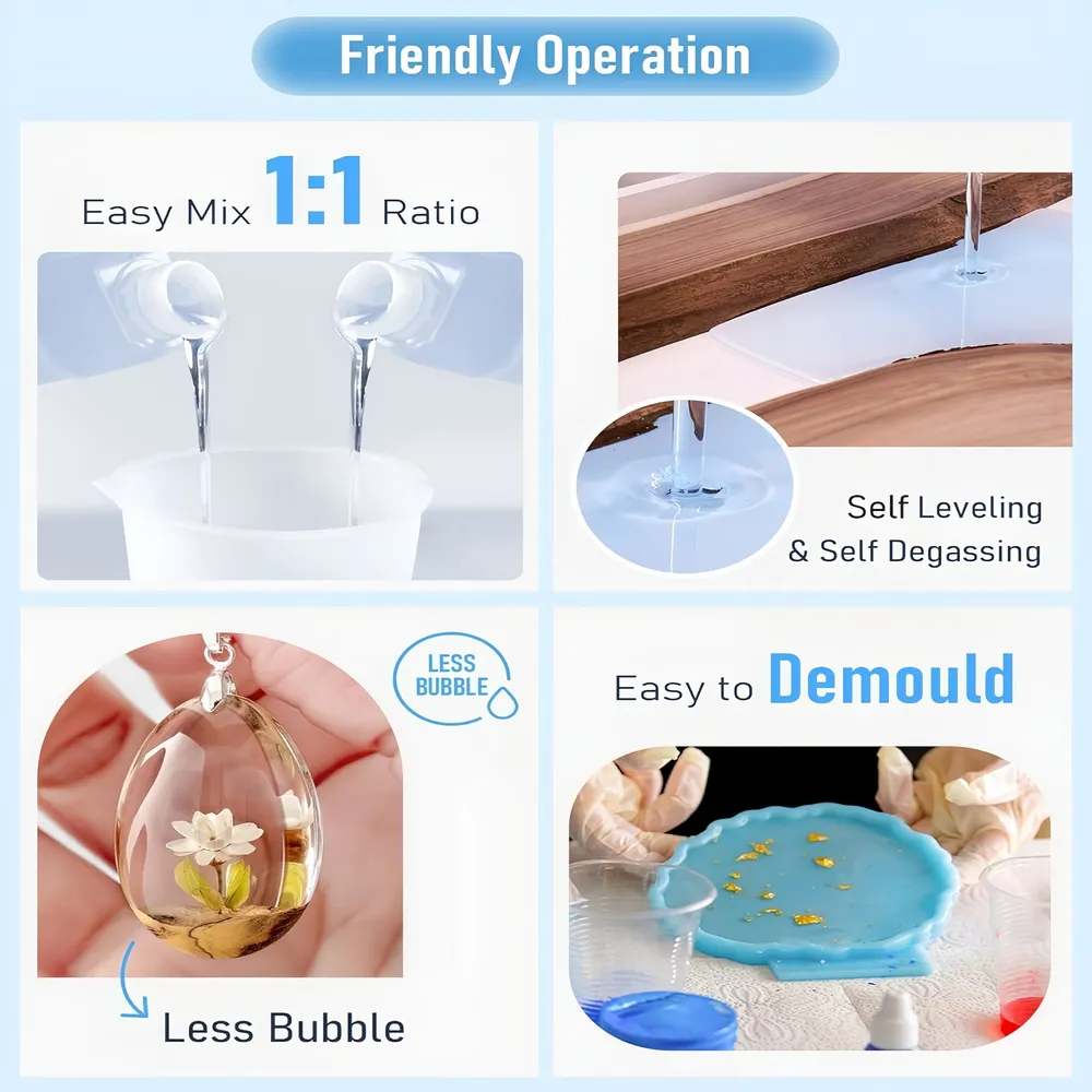Kit résine époxy transparente 1:1 pour bijoux et table