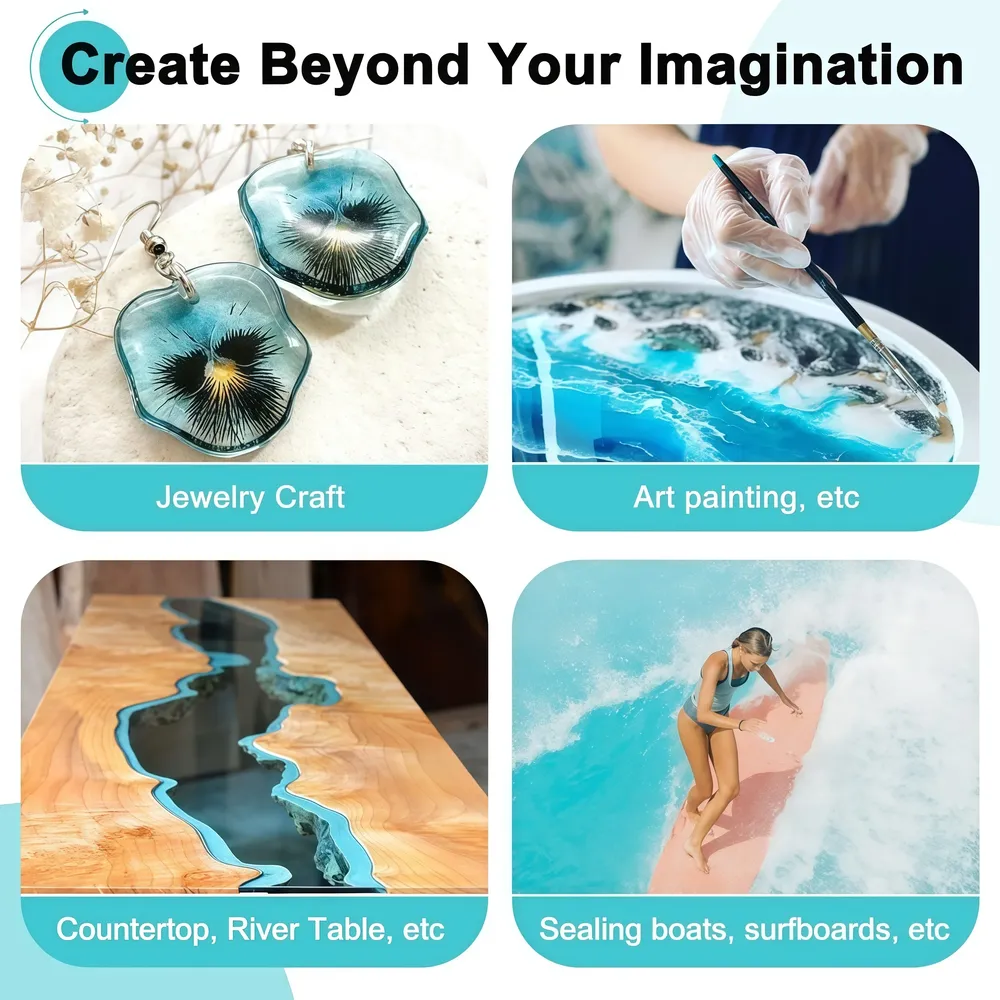 Kit résine époxy transparente 1:1 pour bijoux et table