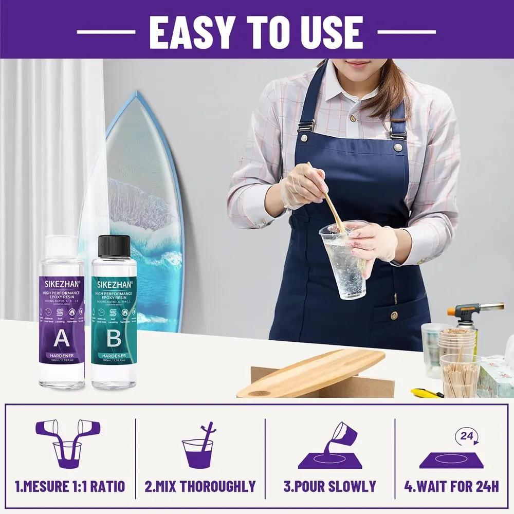 Kit résine époxy transparente 100 à 400 ml pour bijoux