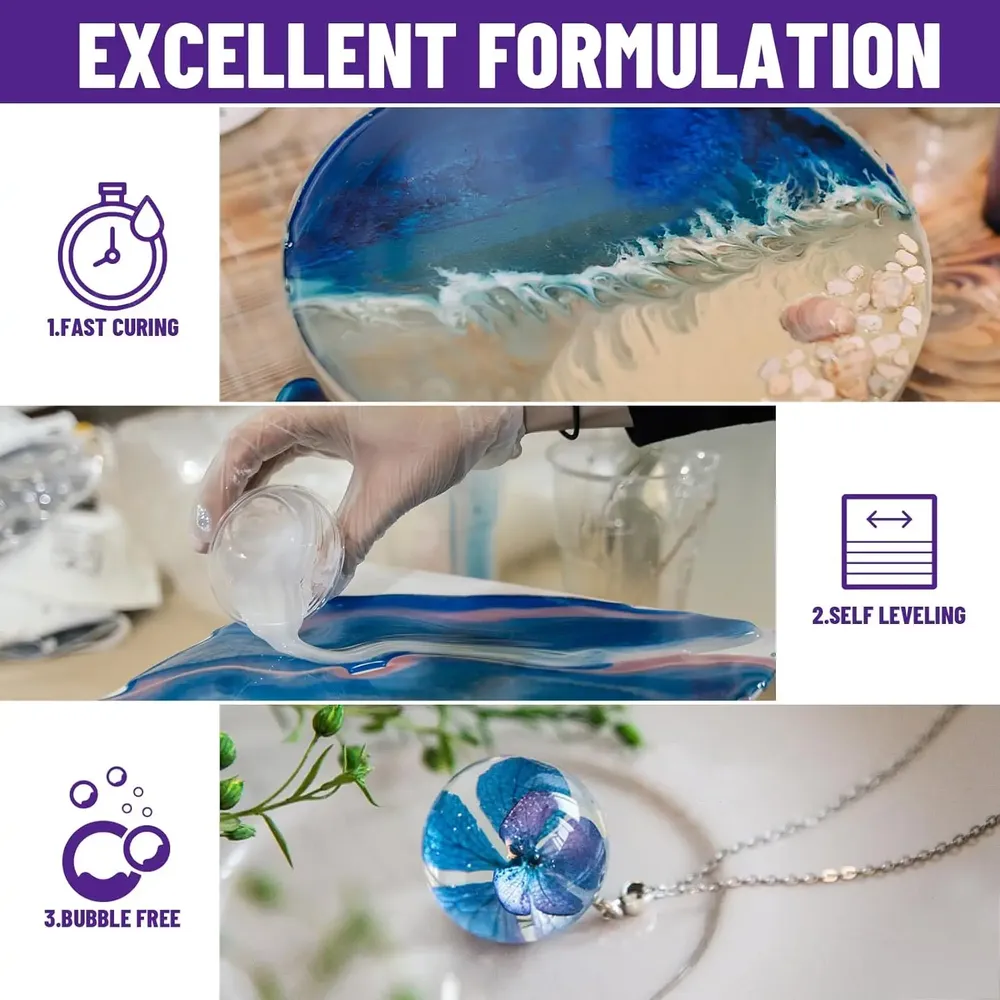 Kit résine époxy transparente 100 à 400 ml pour bijoux