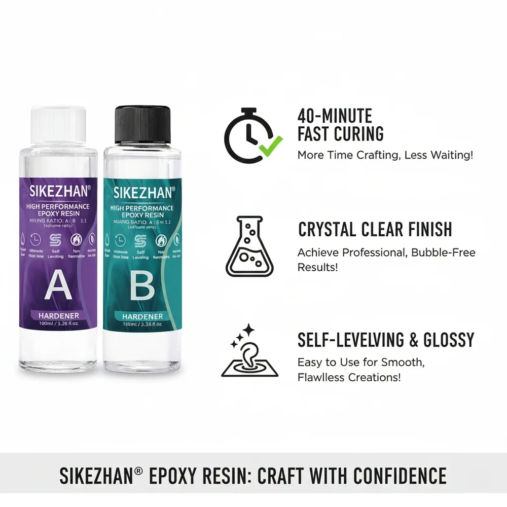 Kit résine époxy transparente 200 ml avec 40 outils pour bijoux