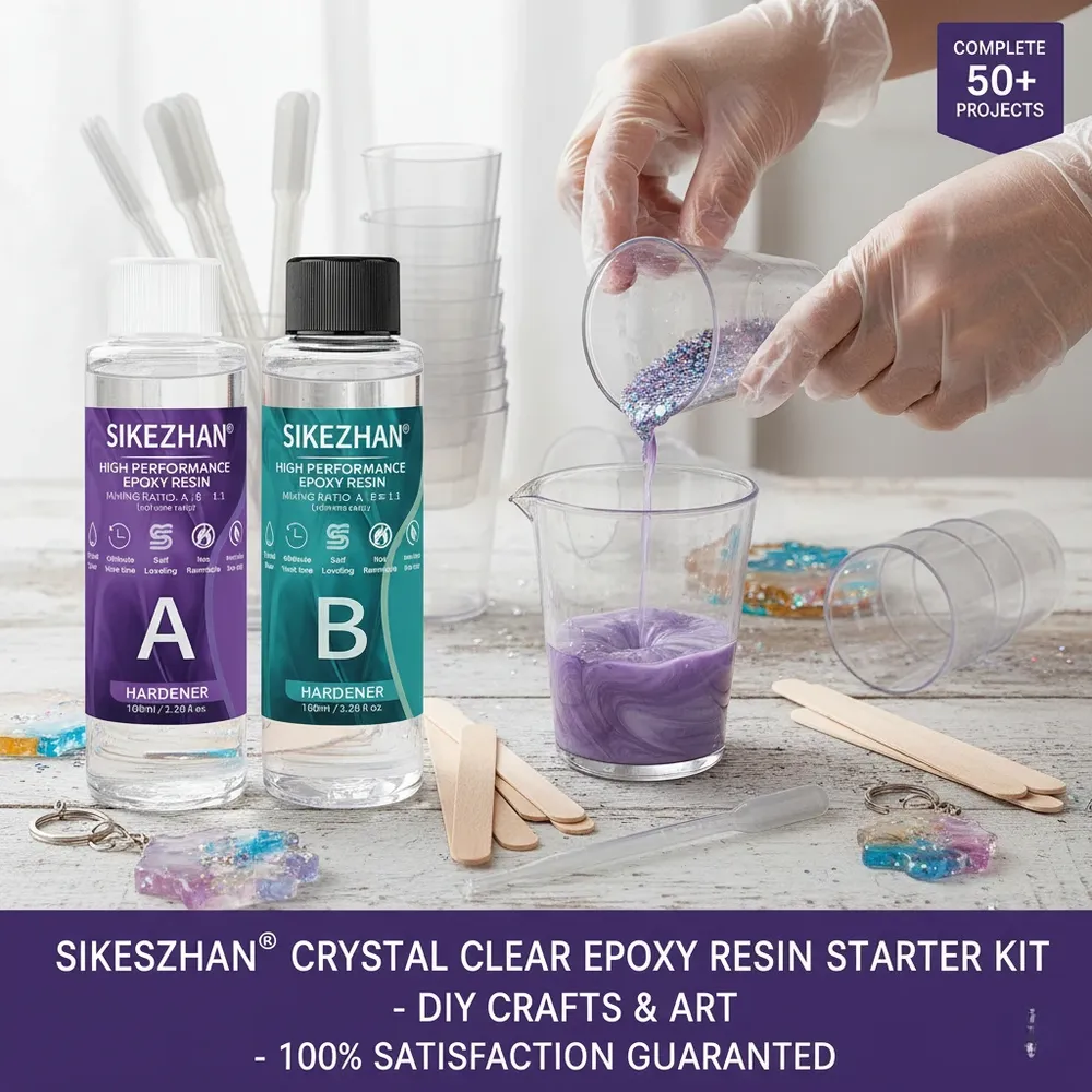 Kit résine époxy transparente 200 ml avec 40 outils pour bijoux