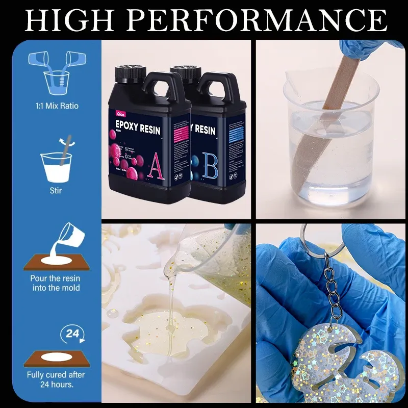 Kit résine époxy transparente 250 ml à 500 ml pour art et revêtement