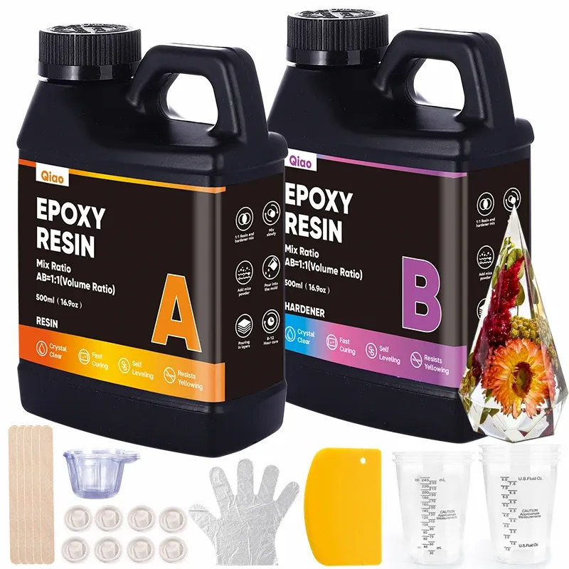 Kit résine époxy transparente 250 ml à 500 ml pour table et bijoux