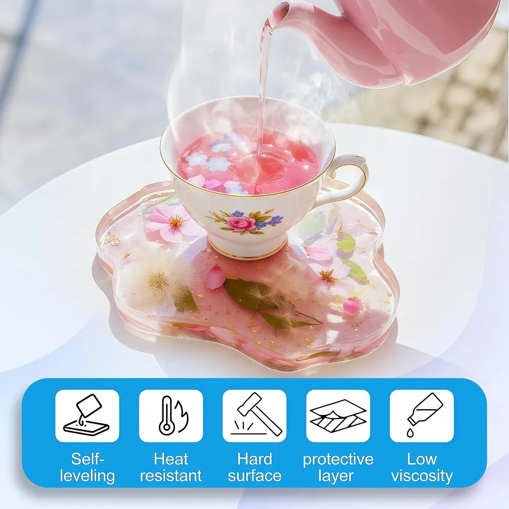 Kit résine époxy transparente auto-nivelante pour table et bijoux