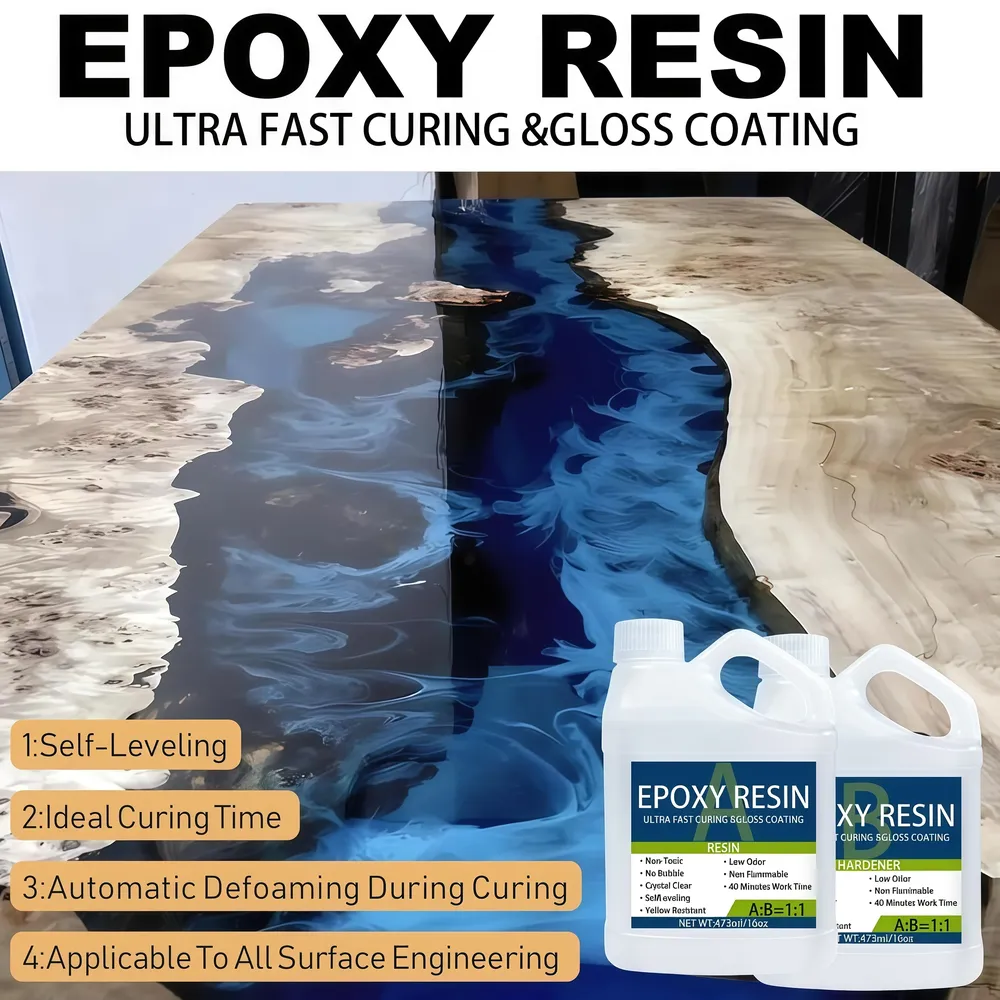 Kit résine époxy transparente auto-nivelante pour table et bijoux