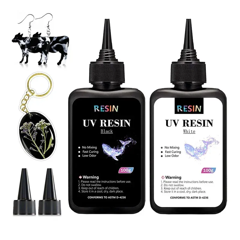 Kit résine UV 100g noire et blanche dure