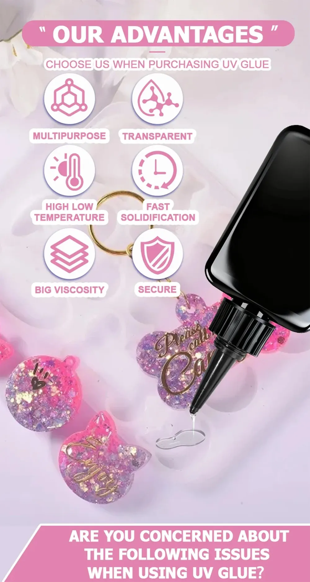 Kit résine UV 50 g x1 à x5 pour bijoux et collage verre