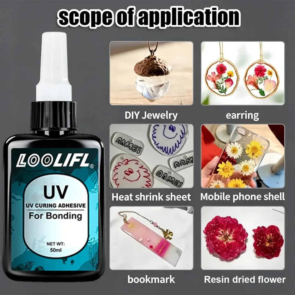 Kit résine UV dure 50ml transparente, prémélangée pour bijoux