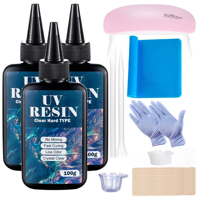 Kit résine UV dure transparente durcissement rapide 100g à 250g