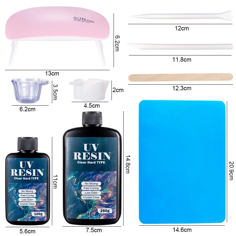 Kit résine UV dure transparente durcissement rapide 100g à 250g