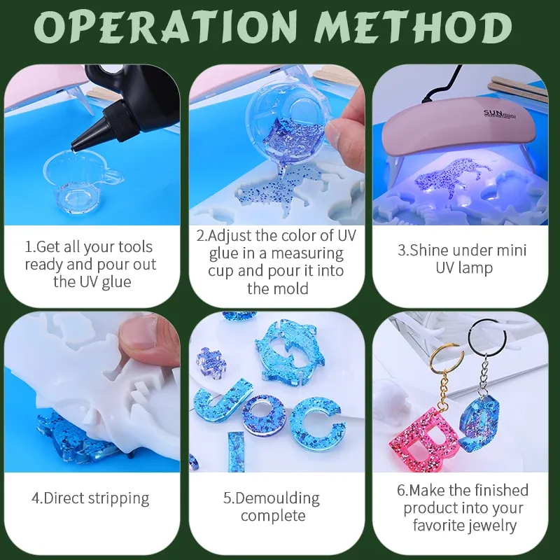 Kit résine UV dure transparente séchage rapide pour bijoux