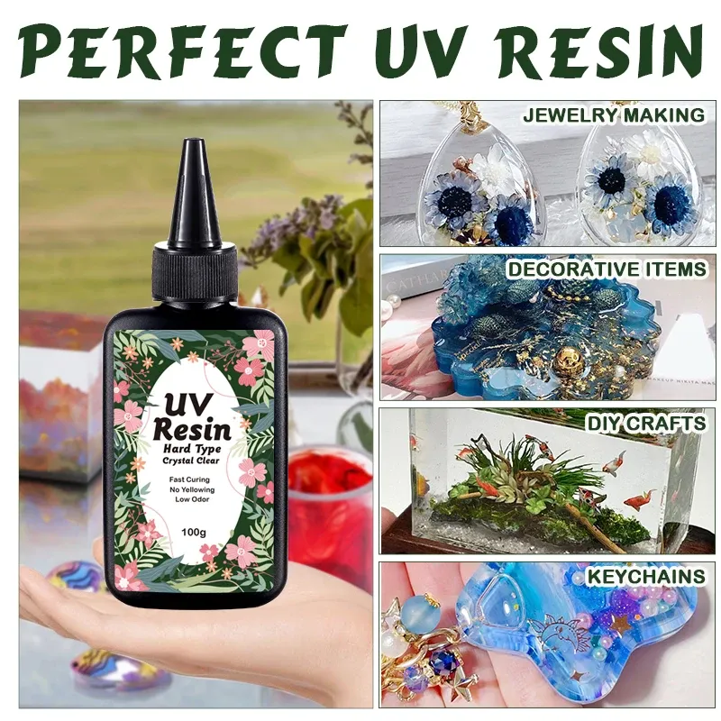 Kit résine UV dure transparente séchage rapide pour bijoux